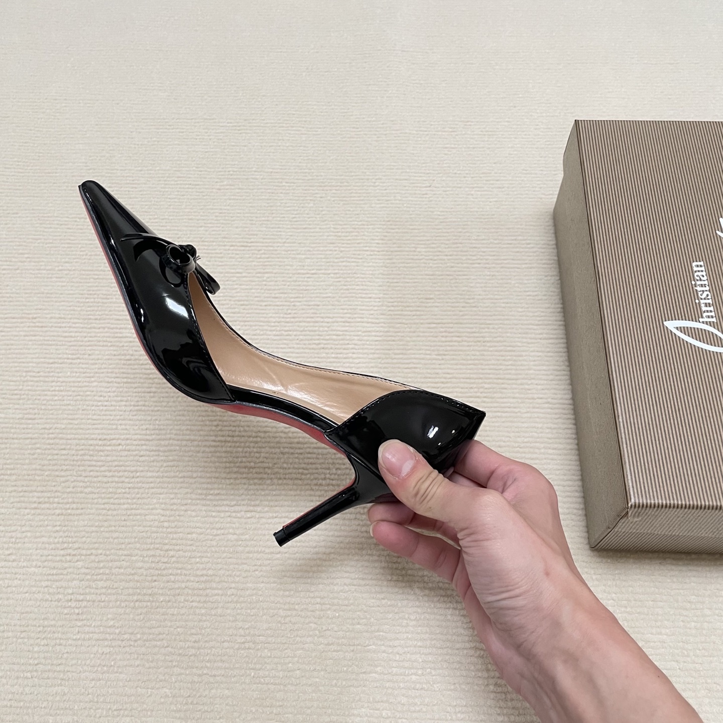 C Style Red Bottom Bow Pointed High Heel Sandals 6CM/8CM