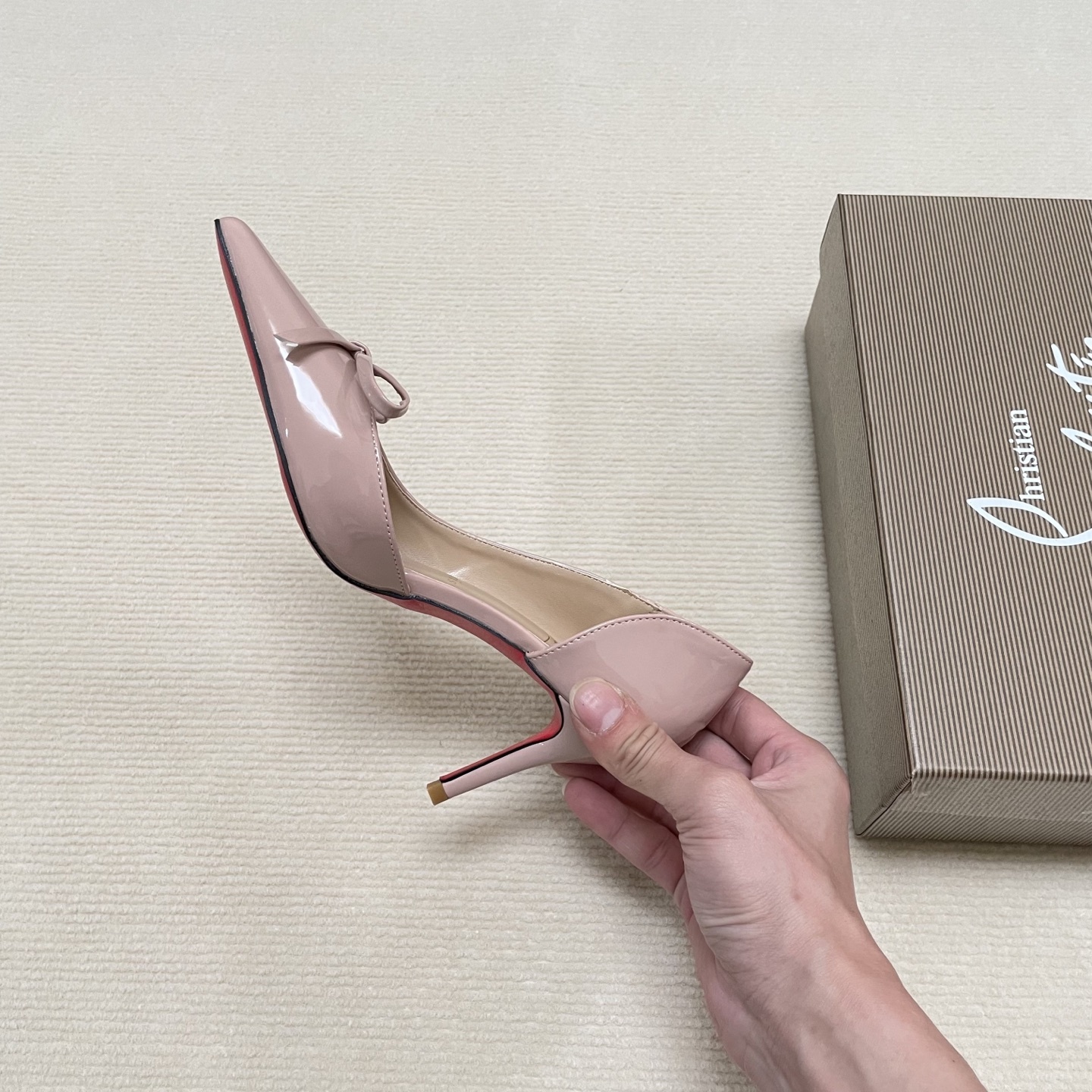 C Style Red Bottom Bow Pointed High Heel Sandals 6CM/8CM