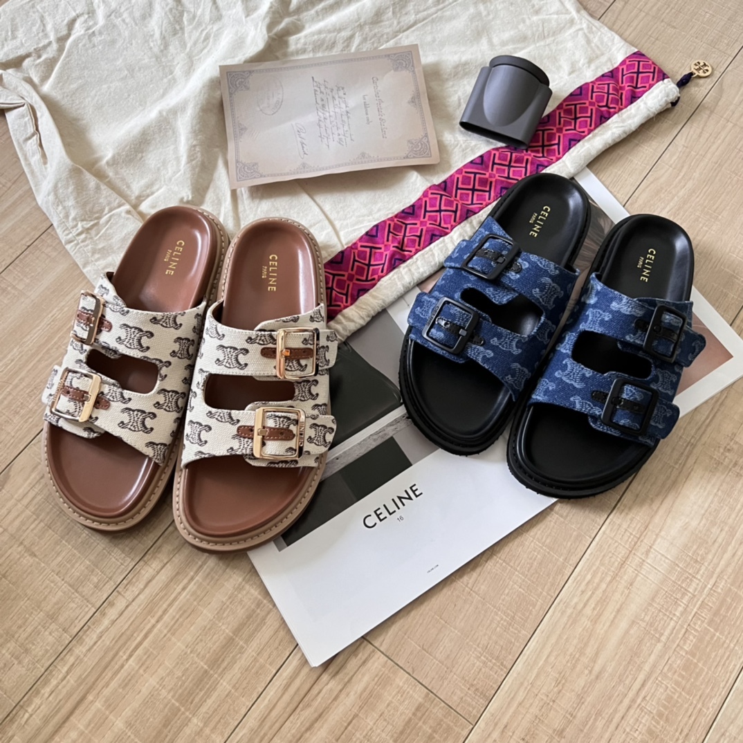 C Style retro print platform slippers