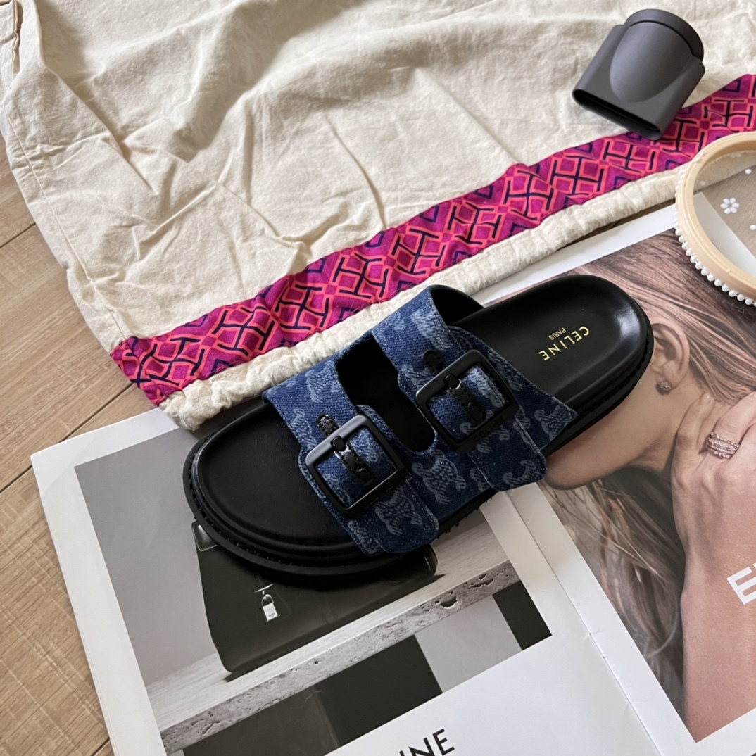 C Style retro print platform slippers