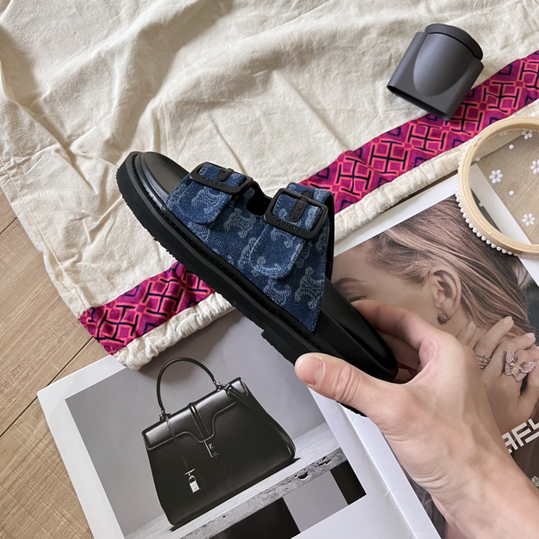 C Style retro print platform slippers