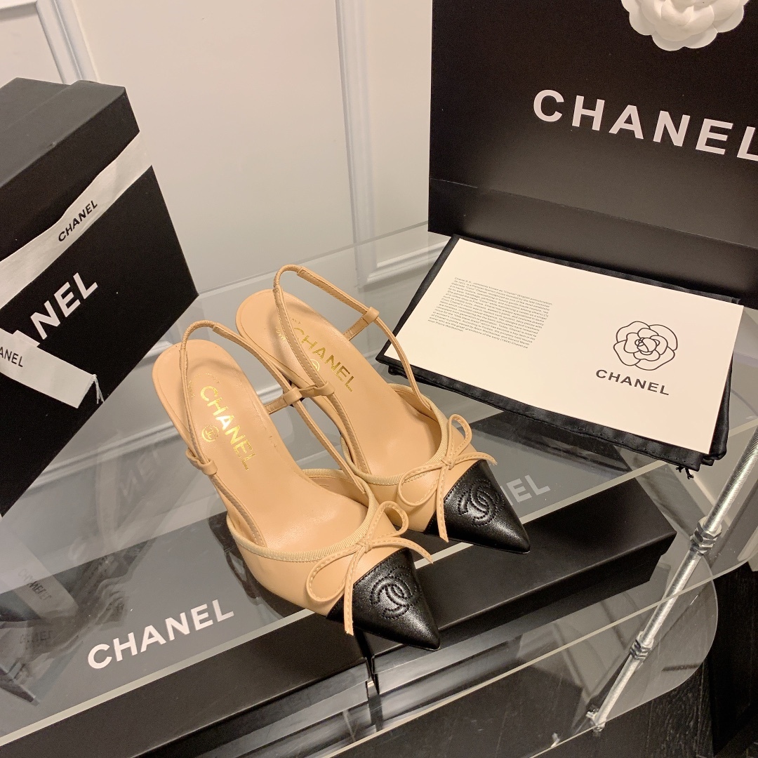 C Style bow pointed high heel sandals