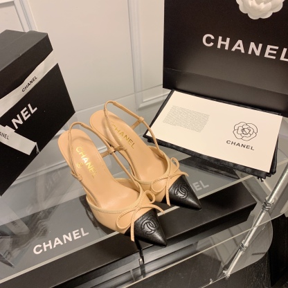 C Style bow pointed high heel sandals