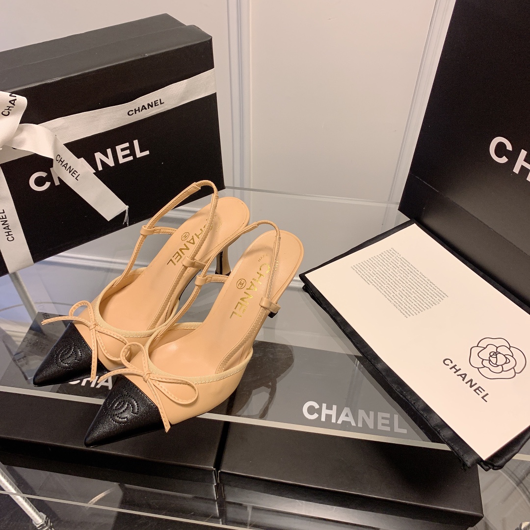 C Style bow pointed high heel sandals