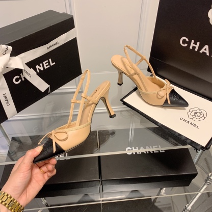 C Style bow pointed high heel sandals