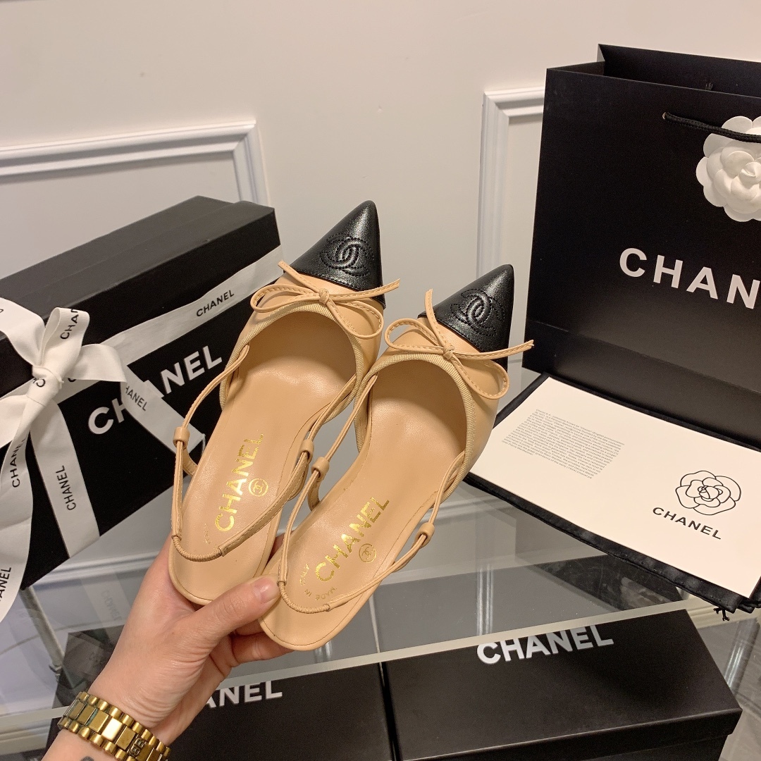 C Style bow pointed high heel sandals