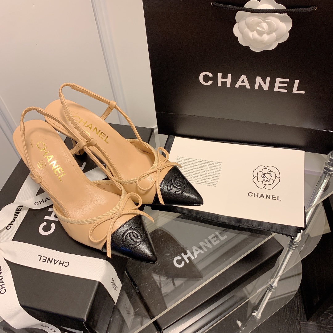 C Style bow pointed high heel sandals