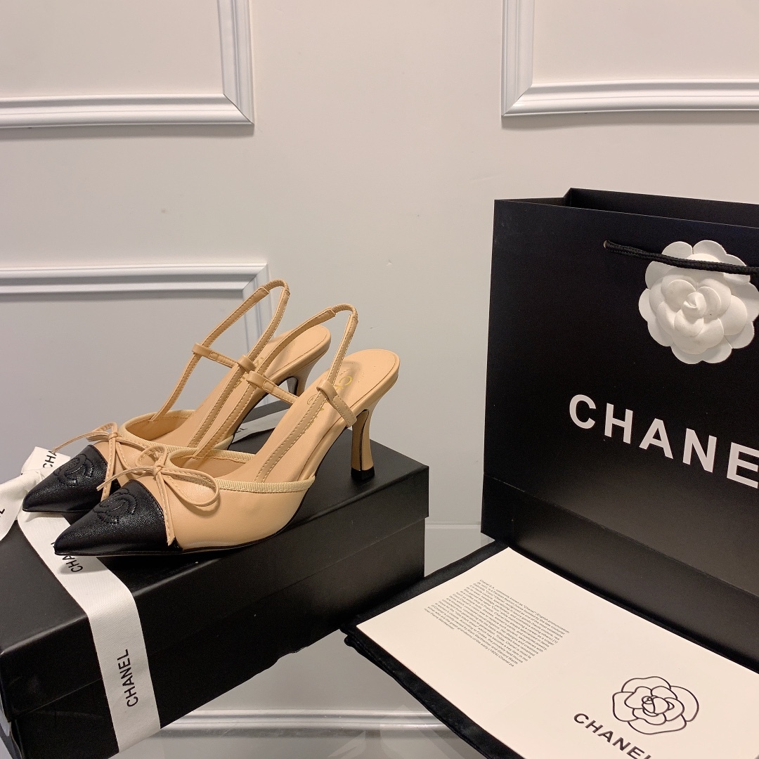 C Style bow pointed high heel sandals