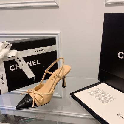 C Style bow pointed high heel sandals