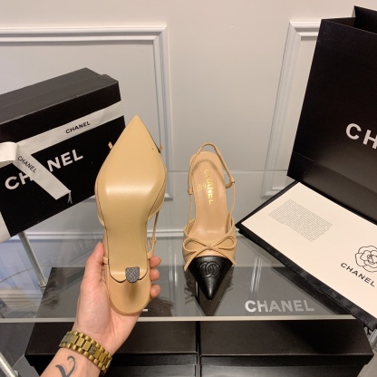 C Style bow pointed high heel sandals