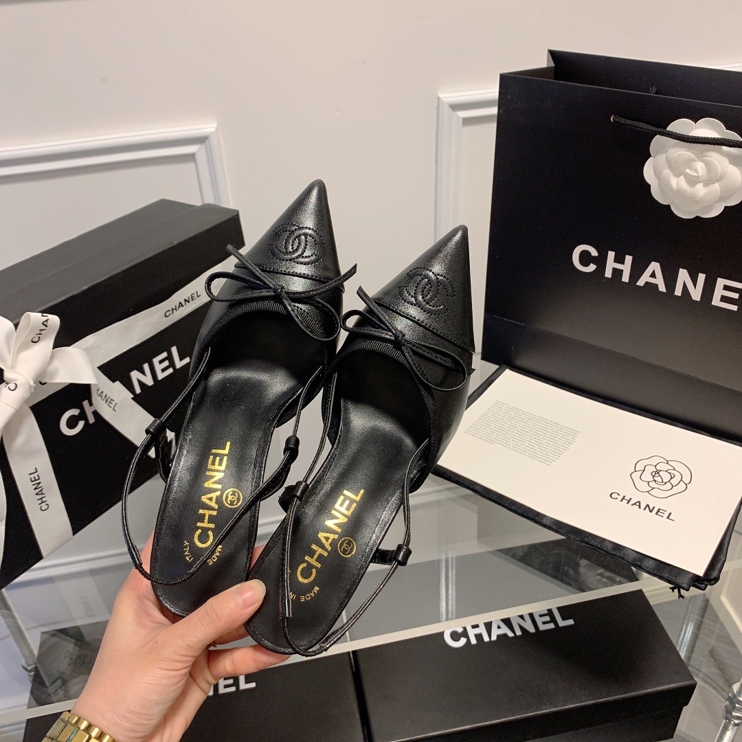 C Style bow pointed high heel sandals