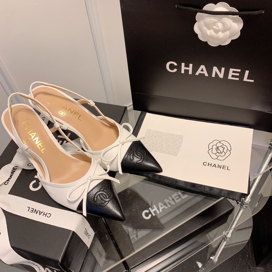 C Style bow pointed high heel sandals