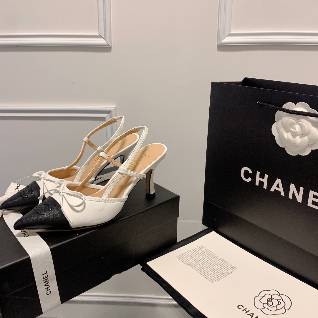 C Style bow pointed high heel sandals