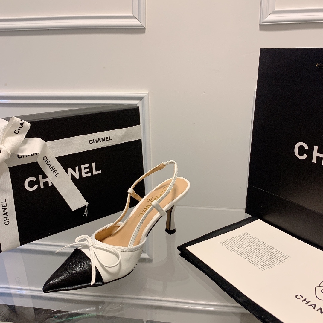 C Style bow pointed high heel sandals