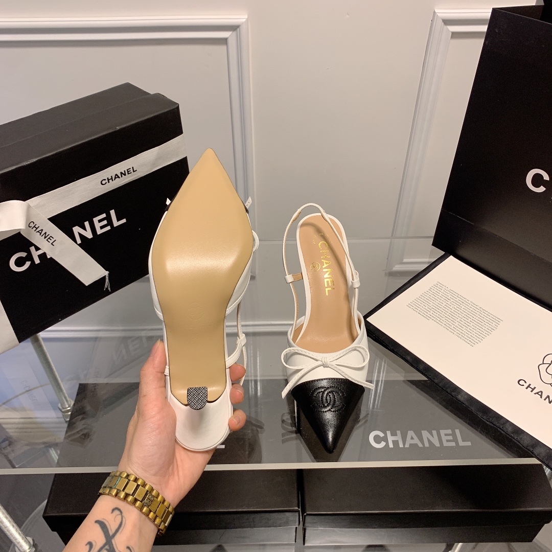 C Style bow pointed high heel sandals