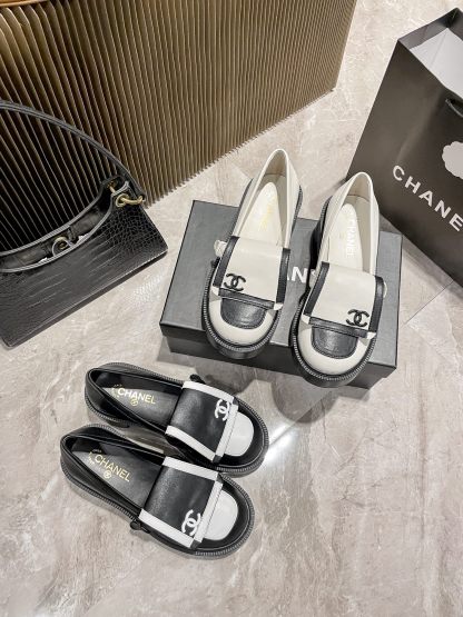 C Style: College Style Black and White Panda Chunky Heel Shoes 5CM