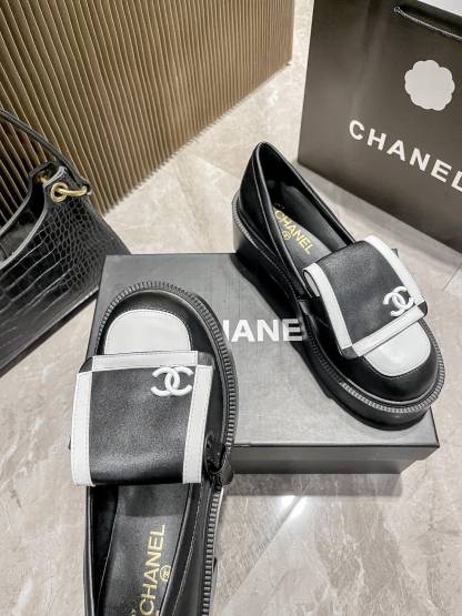 C Style: College Style Black and White Panda Chunky Heel Shoes 5CM