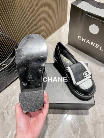 C Style: College Style Black and White Panda Chunky Heel Shoes 5CM