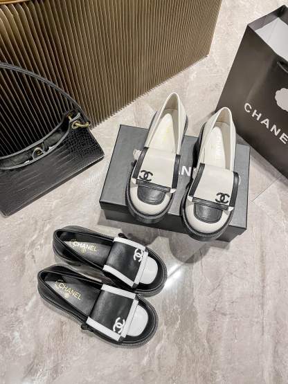 C Style: College Style Black and White Panda Chunky Heel Shoes 5CM