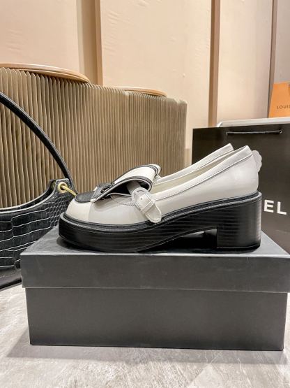 C Style: College Style Black and White Panda Chunky Heel Shoes 5CM