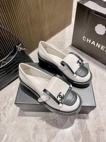 C Style: College Style Black and White Panda Chunky Heel Shoes 5CM