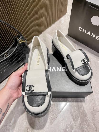 C Style: College Style Black and White Panda Chunky Heel Shoes 5CM