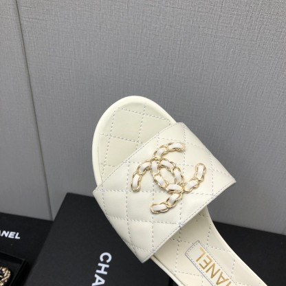 C Style double C buckle diamond flat slippers