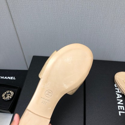 C Style double C buckle diamond flat slippers