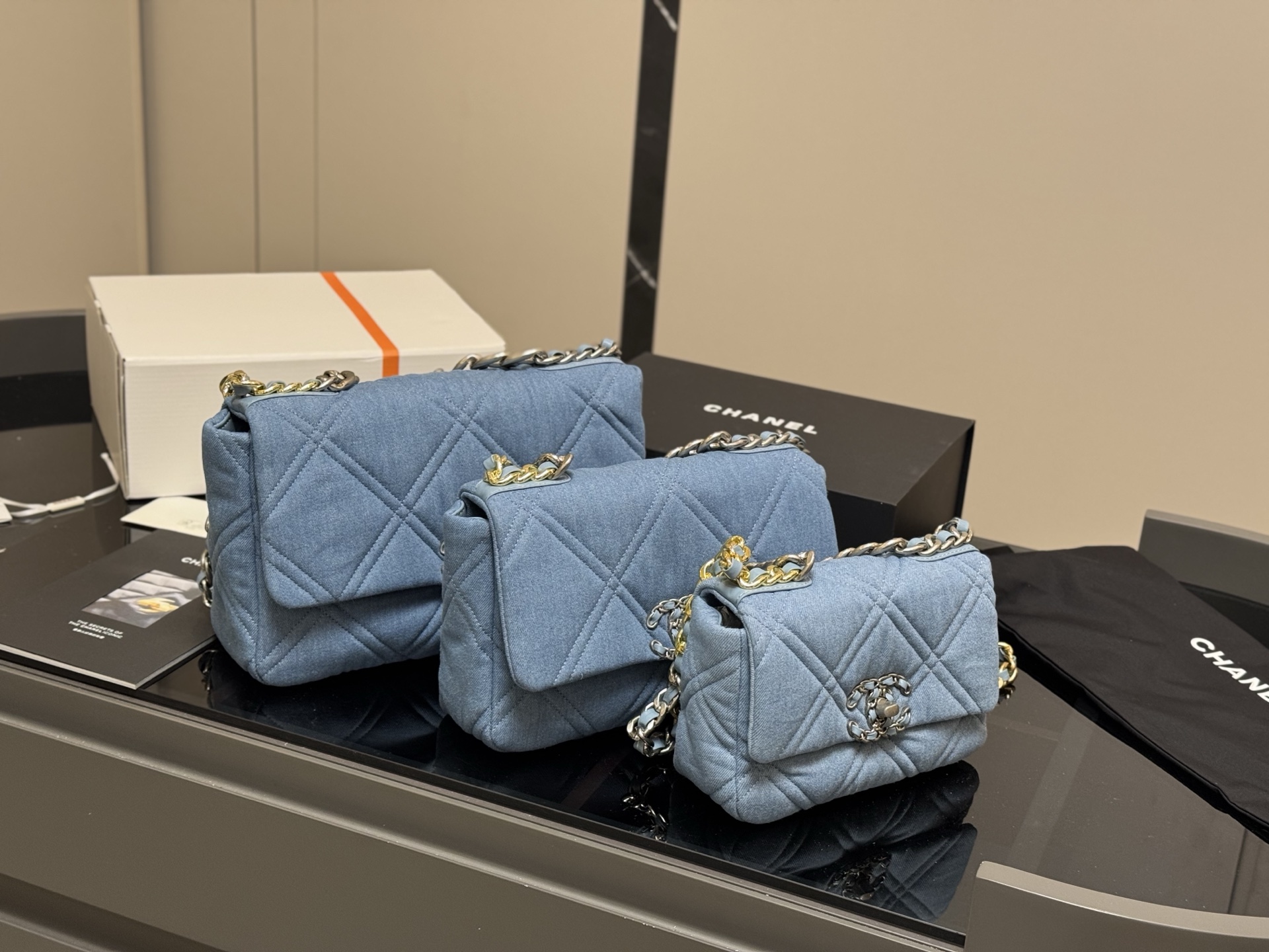 C Style Denim Bag size：30cm 25cm 20cm