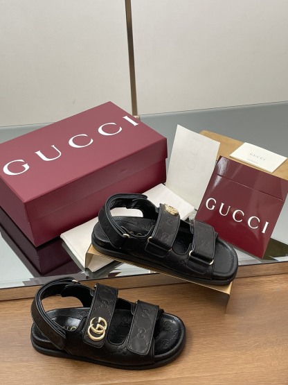 G Style Embossed Velcro Flat Sandals