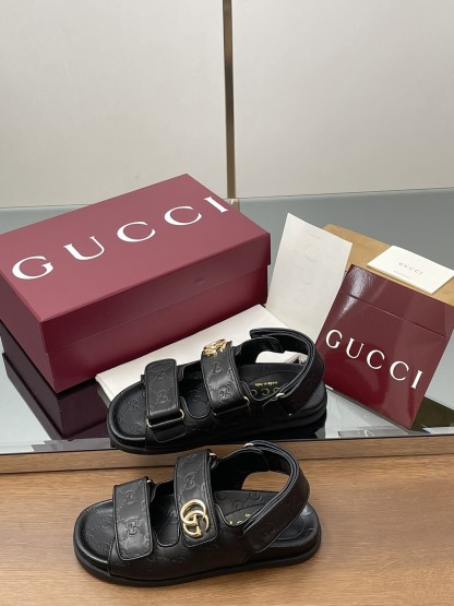 G Style Embossed Velcro Flat Sandals