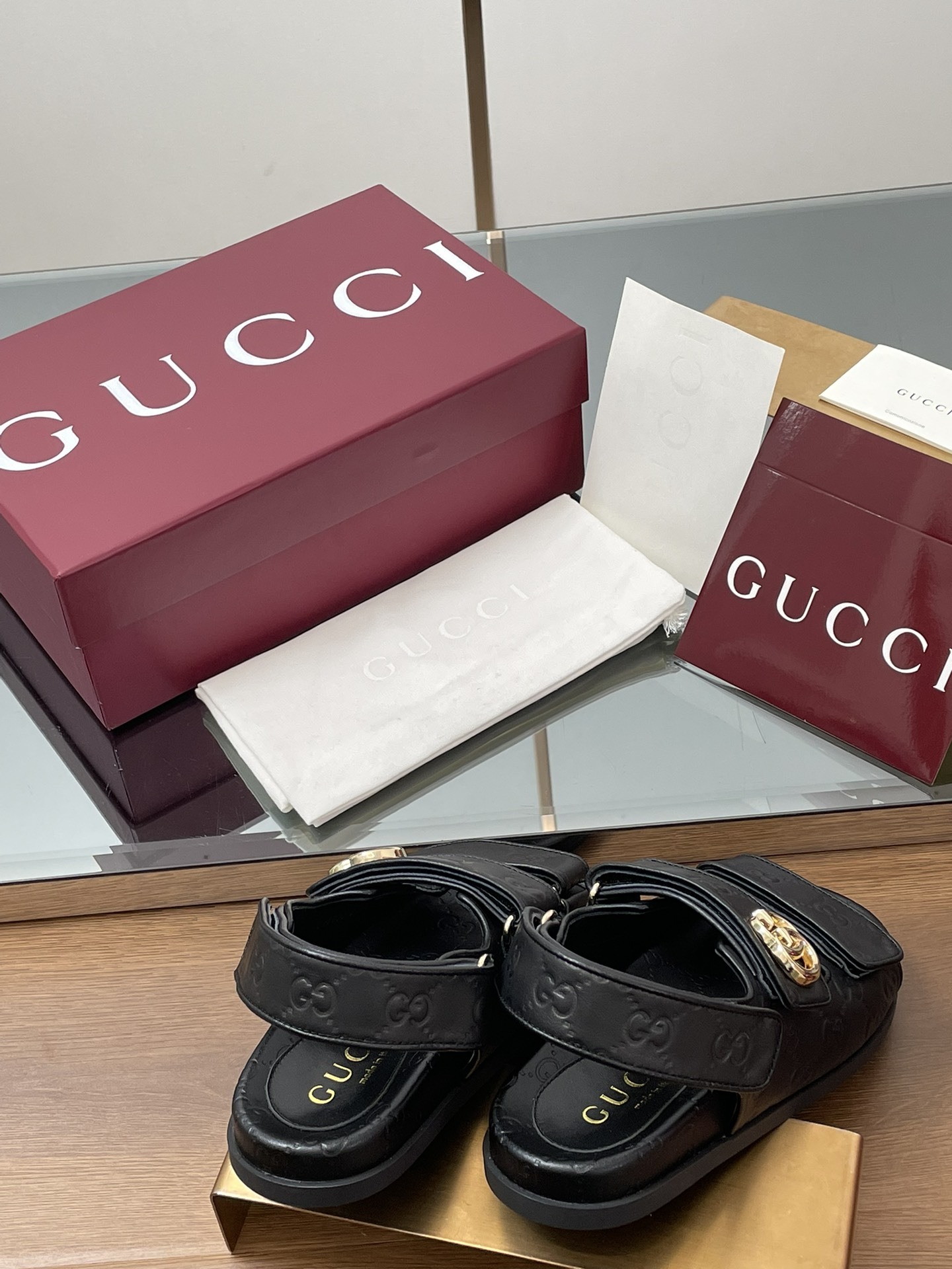 G Style Embossed Velcro Flat Sandals