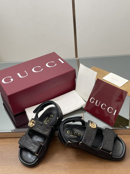 G Style Embossed Velcro Flat Sandals