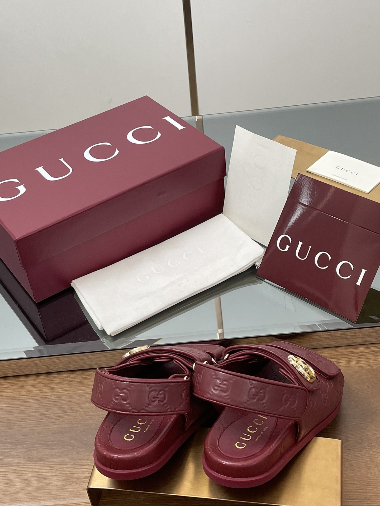 G Style Embossed Velcro Flat Sandals