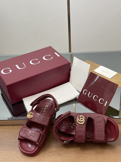 G Style Embossed Velcro Flat Sandals