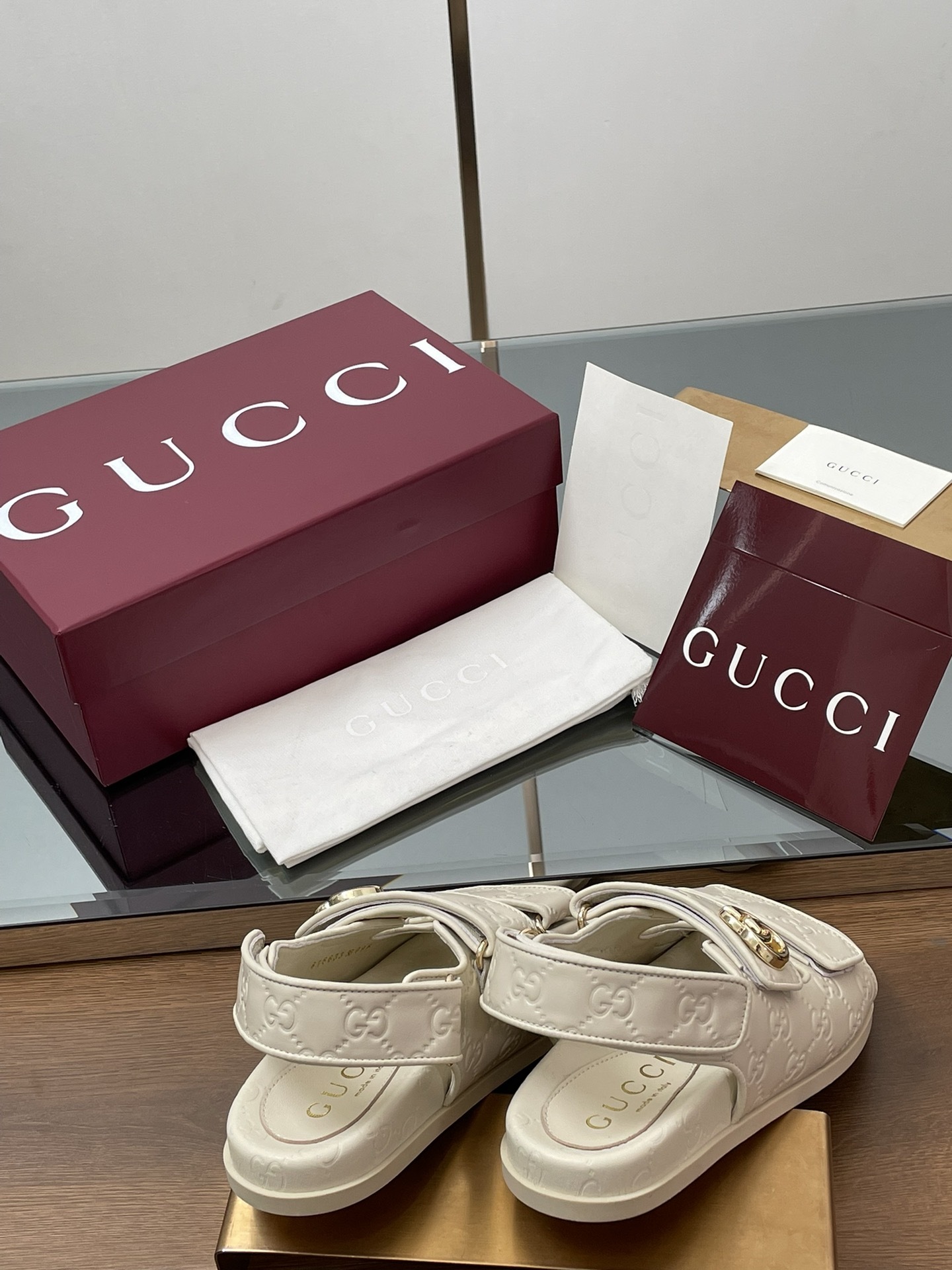 G Style Embossed Velcro Flat Sandals