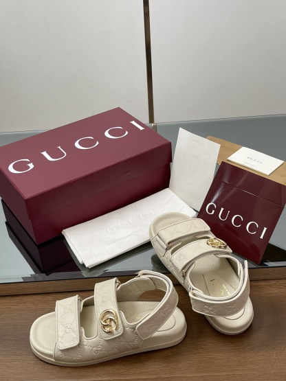 G Style Embossed Velcro Flat Sandals