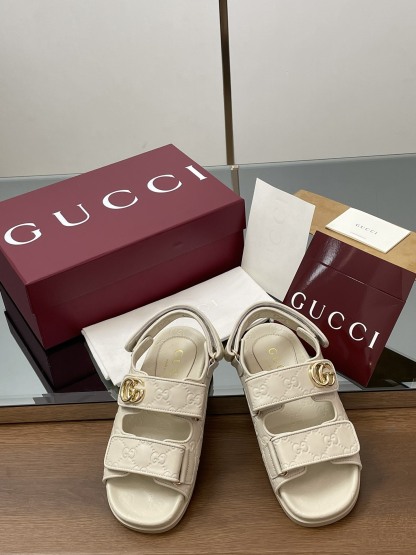 G Style Embossed Velcro Flat Sandals