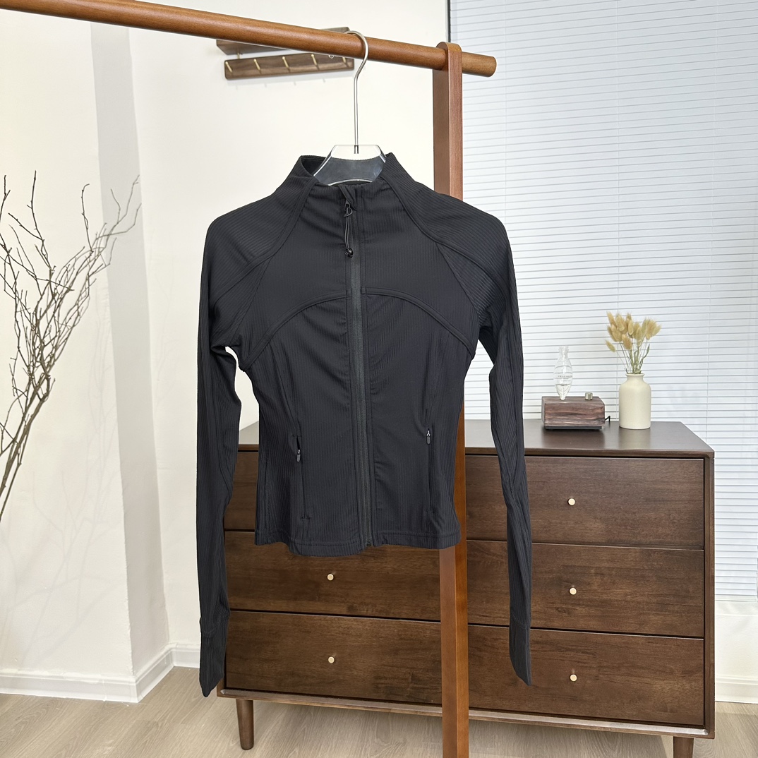 L style Solid color stand collar raglan sleeve short ribbed zipper jacket