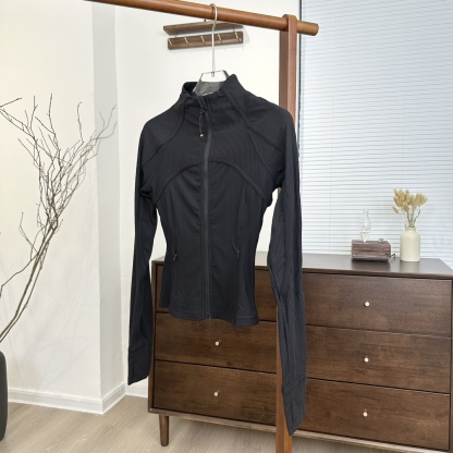 L style Solid color stand collar raglan sleeve short ribbed zipper jacket