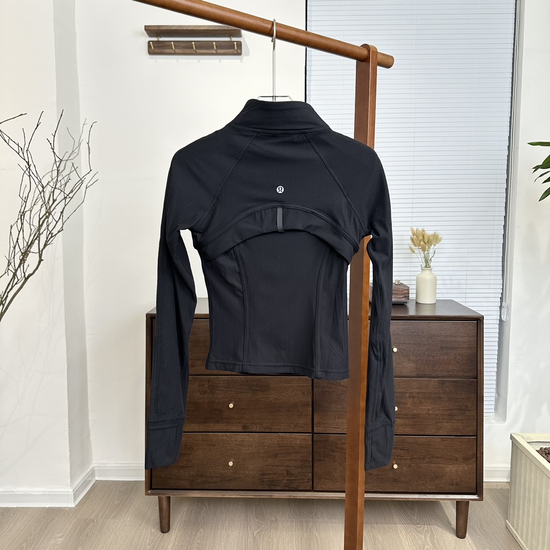 L style Solid color stand collar raglan sleeve short ribbed zipper jacket