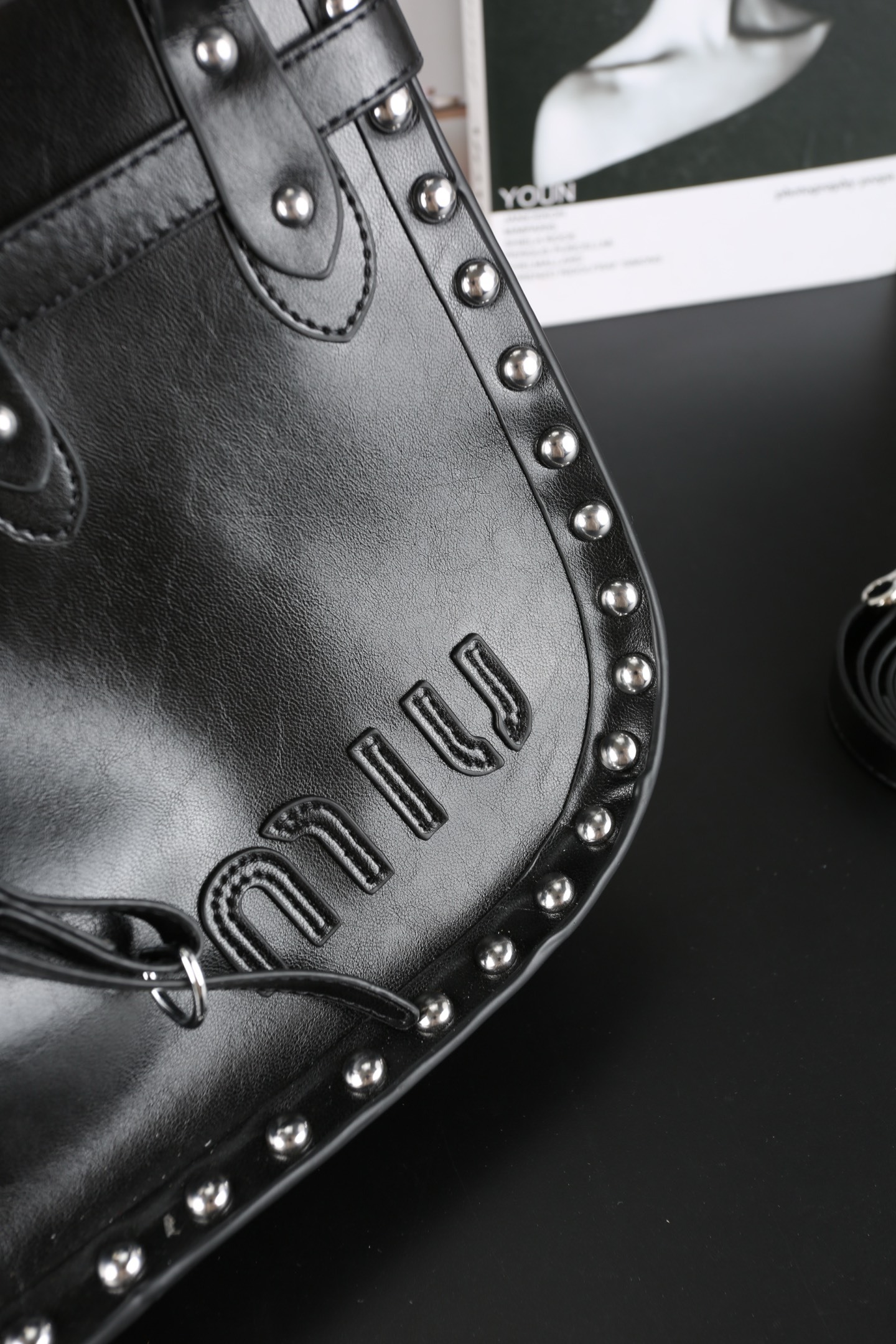M style Rivet Underarm Bag Handbag Single Shoulder Crossbody Bag