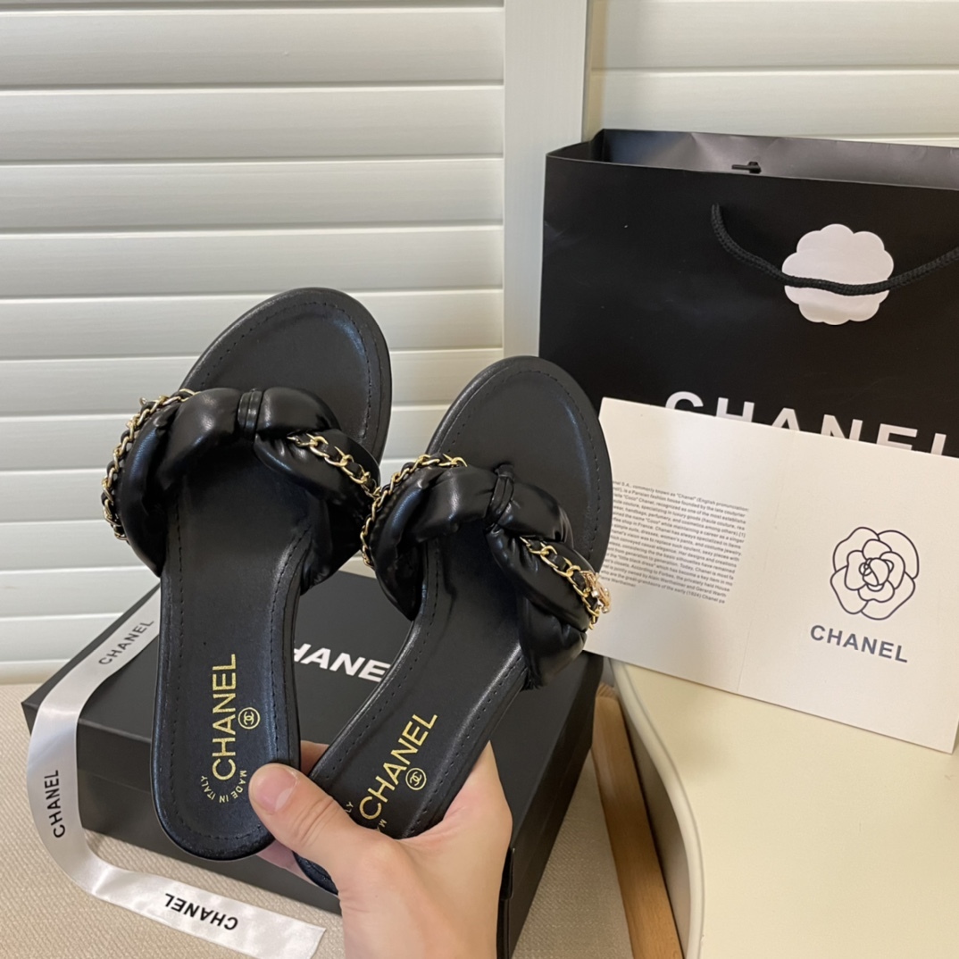 C style Metal chain flip flops