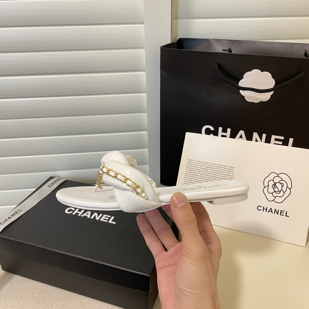 C style Metal chain flip flops