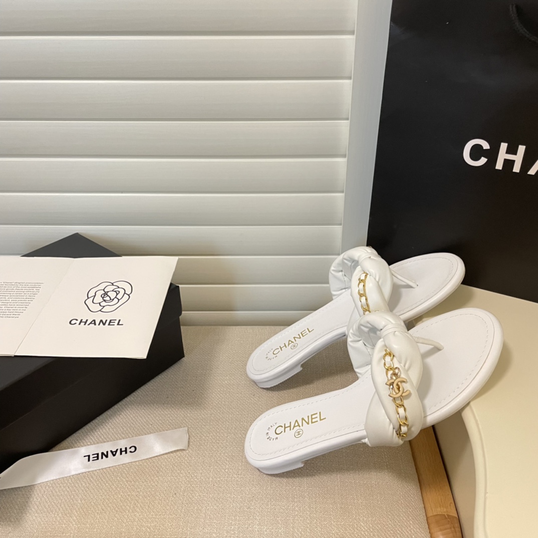 C style Metal chain flip flops