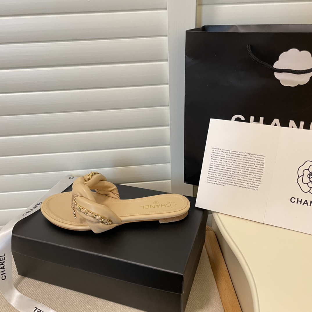 C style Metal chain flip flops