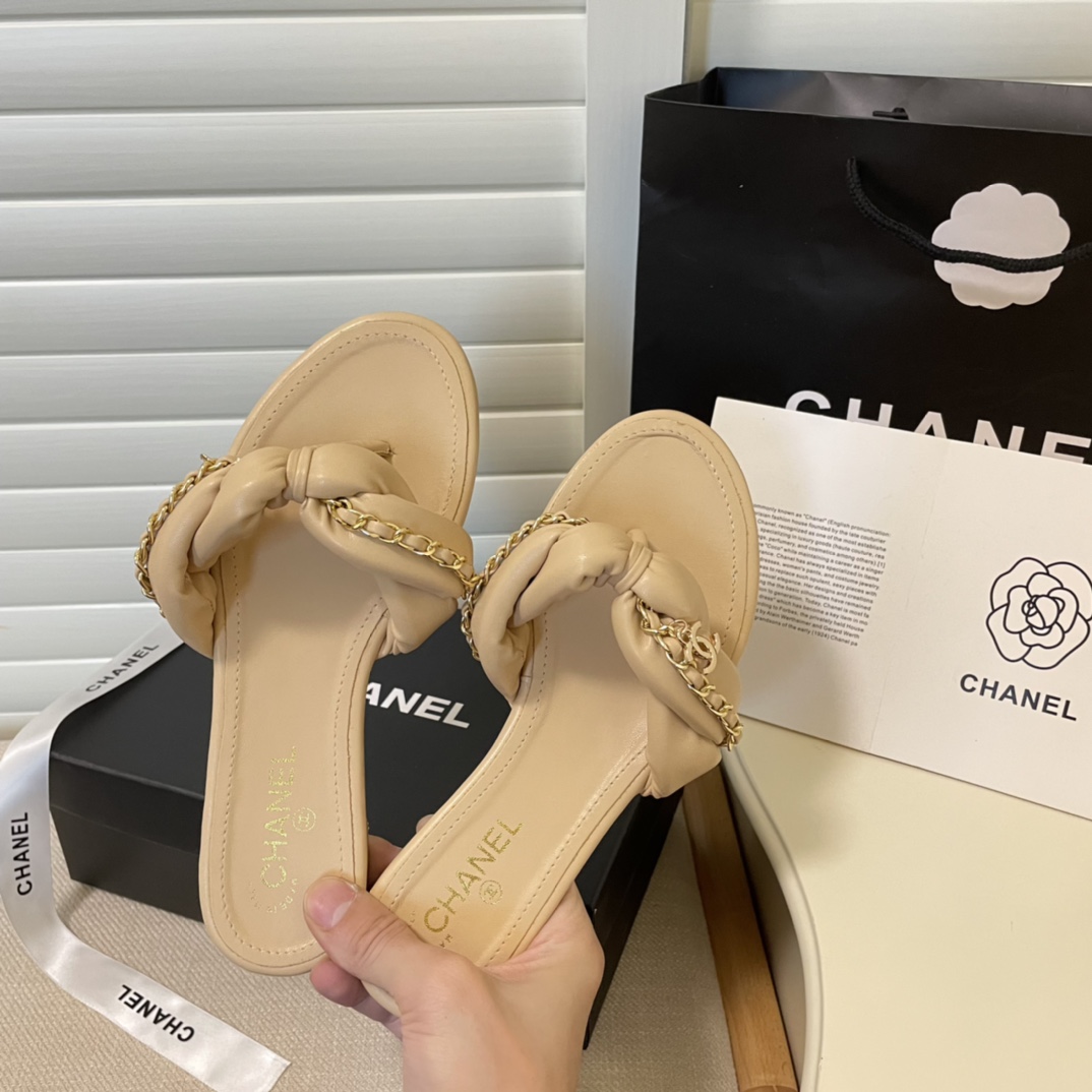 C style Metal chain flip flops