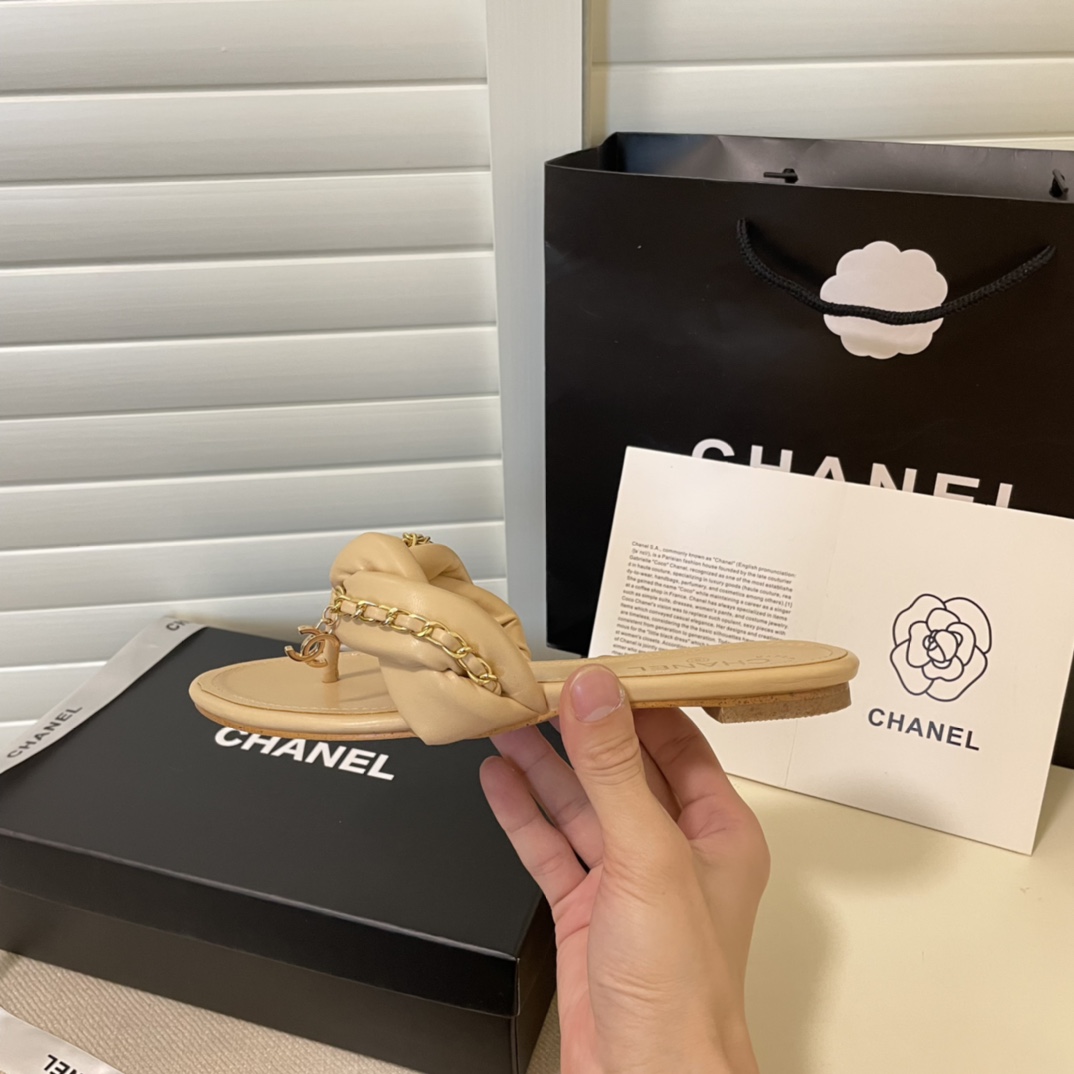 C style Metal chain flip flops