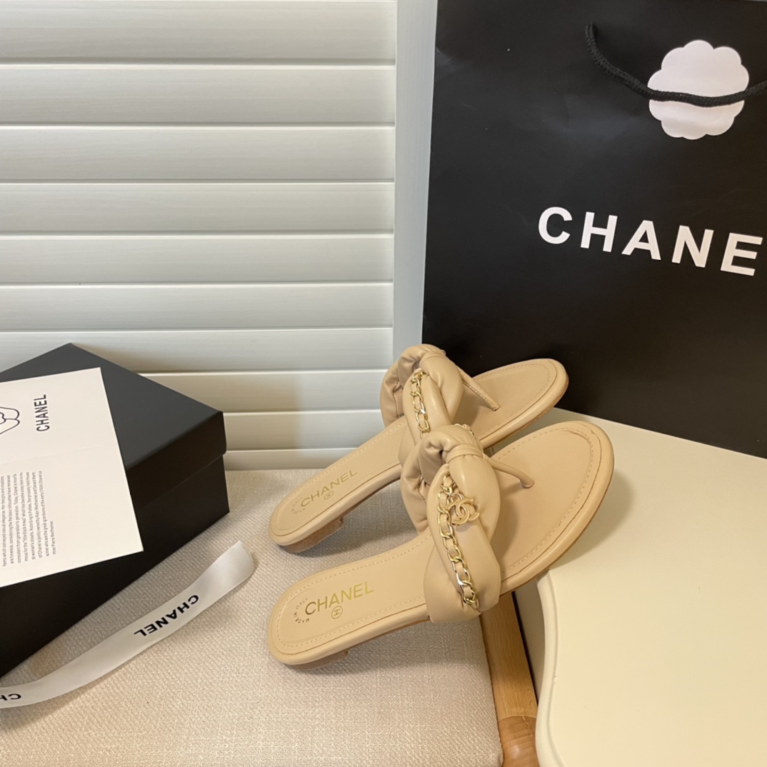 C style Metal chain flip flops