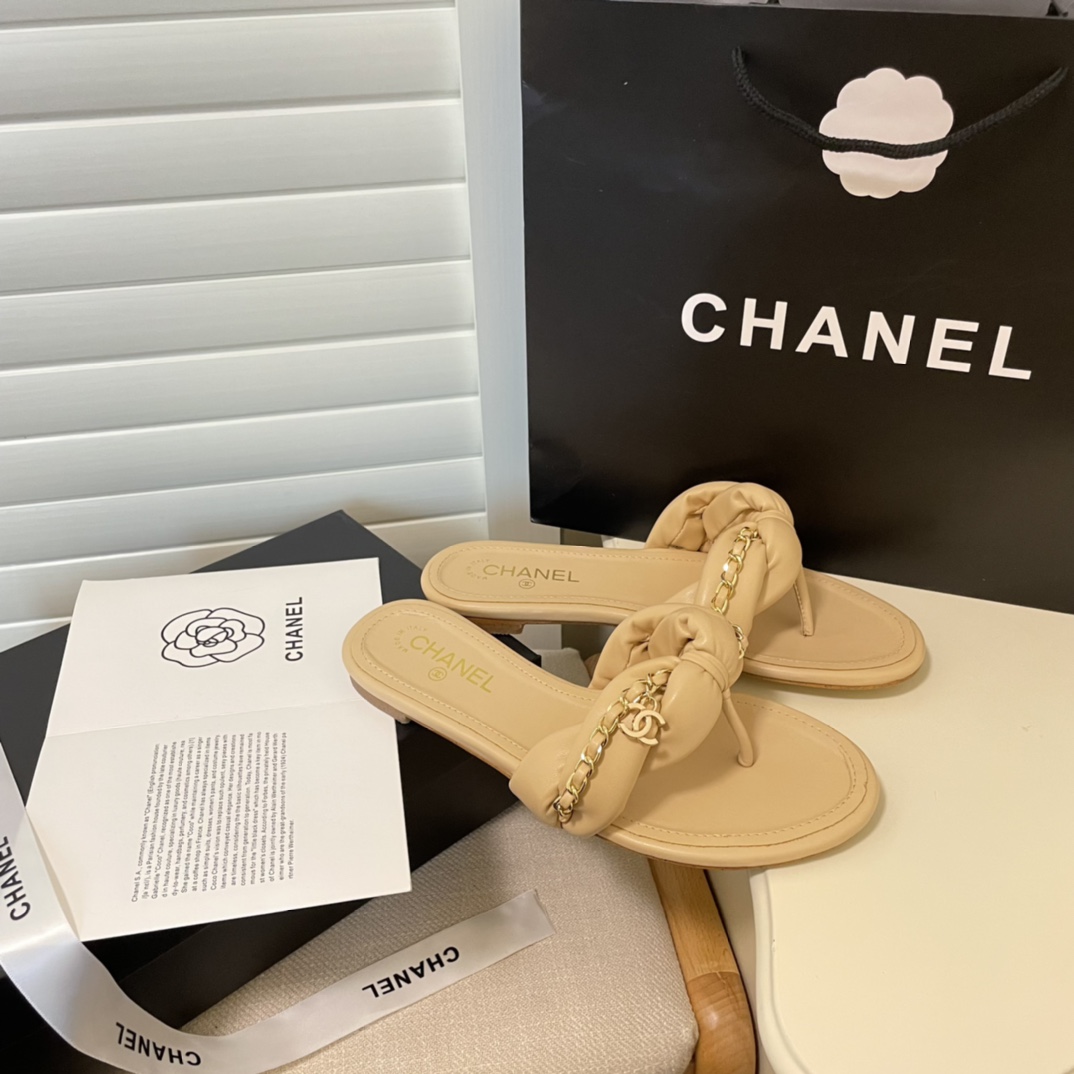 C style Metal chain flip flops